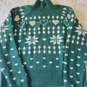 Lovers + Friends Green and White Sweater